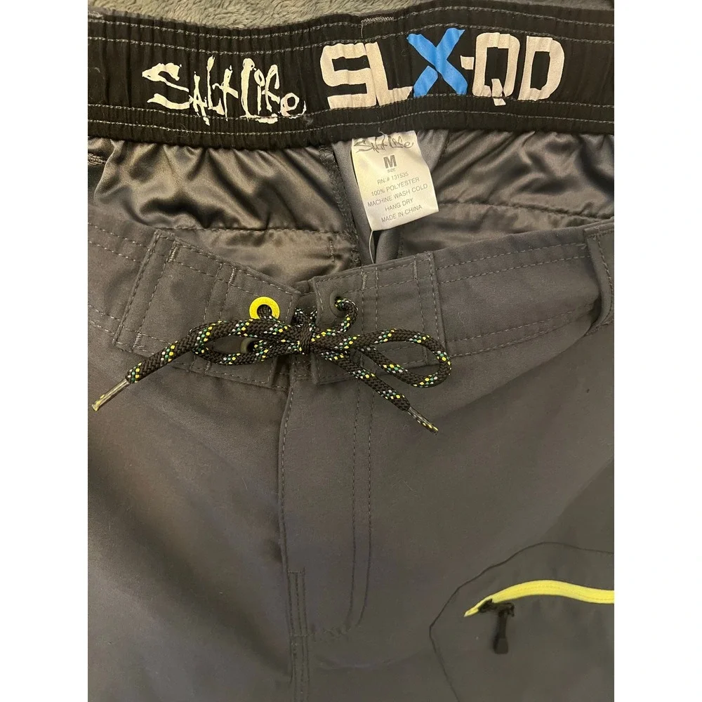 Salt Life SLX-QD Youth Sz M gray‎ board shorts swim trunks beach swim Vacation